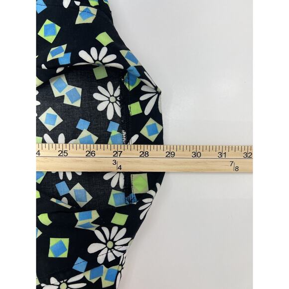 Womens Handmade Shirt Size Unknown Black Daisy Short Sleeve Button Up - Picture 9 of 10
